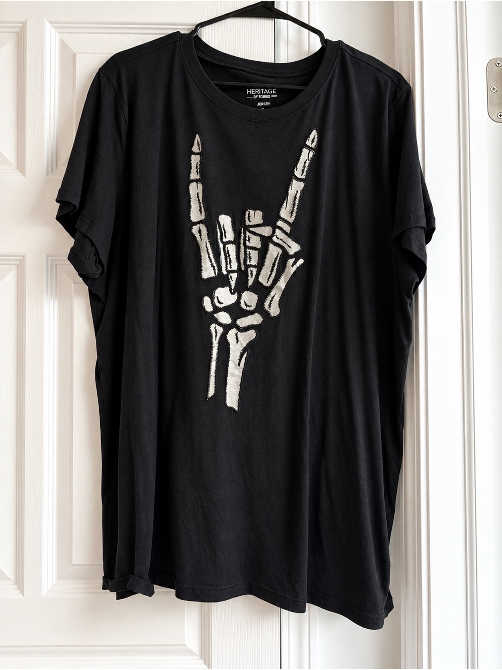 torrid Black Short-Sleeve Tee with White Skeleton Hand Graphic